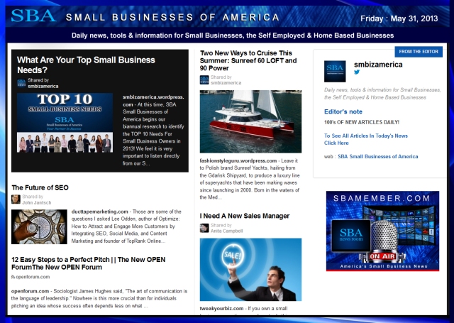 SBA Small Businesses of America 053113 News #smbiz #smallbiz #entrepreneur