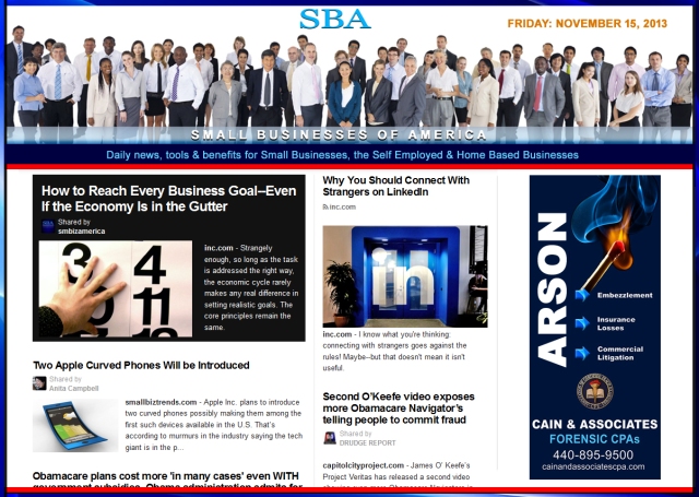 SBA Small Businesses of America 111513  smbiz, cain and associates, smbizamerica, smb, smallbiz, forensic accounting, news